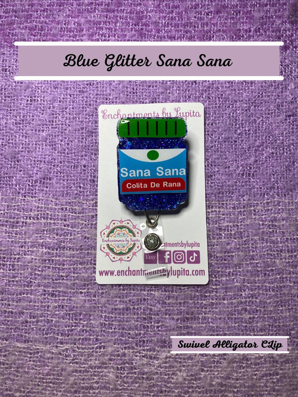 Blue Glitter Sana Sana Badge Reel - Ready to Ship
