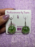 Green Glitter Smiley Face Earrings