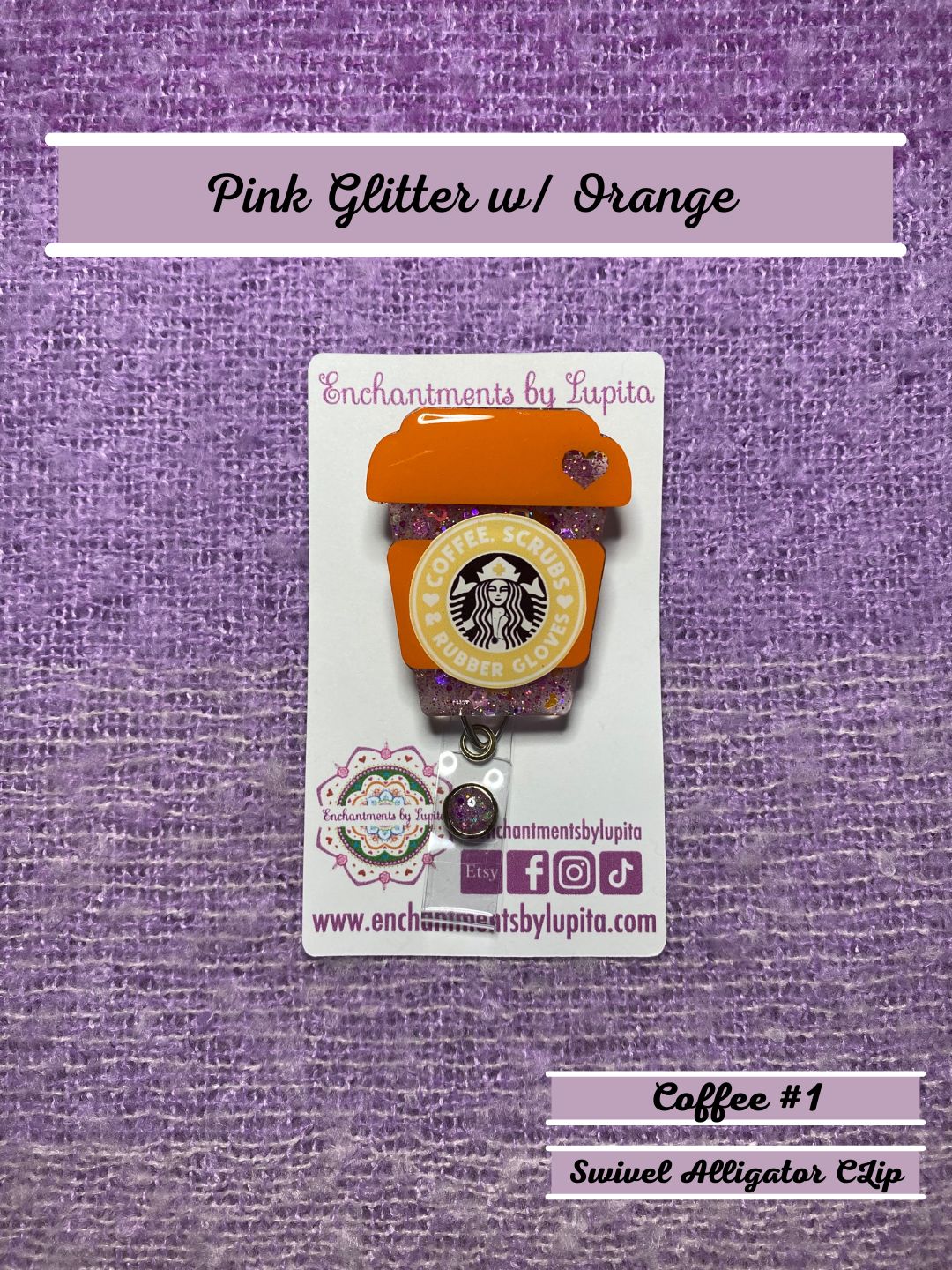 Coffee Scrubs Pink - Acrylic Badge Reel Blank and Matching Sticker