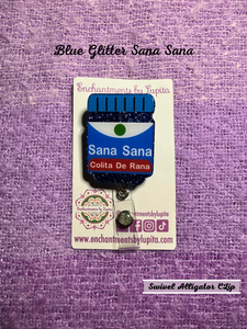 Blue Glitter Sana Sana Badge Reel - Ready to Ship