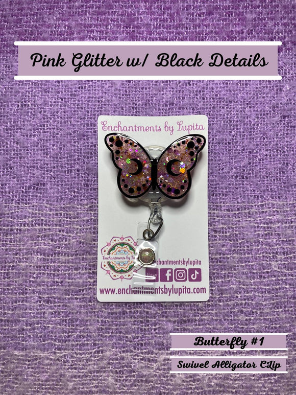 Purple Butterfly ID Badge Reel
