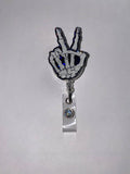 Skeleton Hand Peace Badge Reel