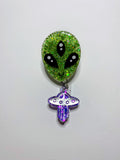 Alien Badge Reel with Mini UFO Charm