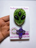 Alien Badge Reel with Mini UFO Charm