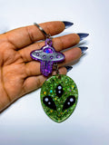 Alien Keychain with Mini UFO Charm