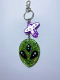 Alien Keychain with Mini UFO Charm