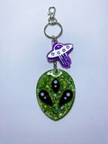 Alien Keychain with Mini UFO Charm