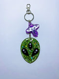 Alien Keychain with Mini UFO Charm