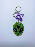 Alien Keychain with Mini UFO Charm