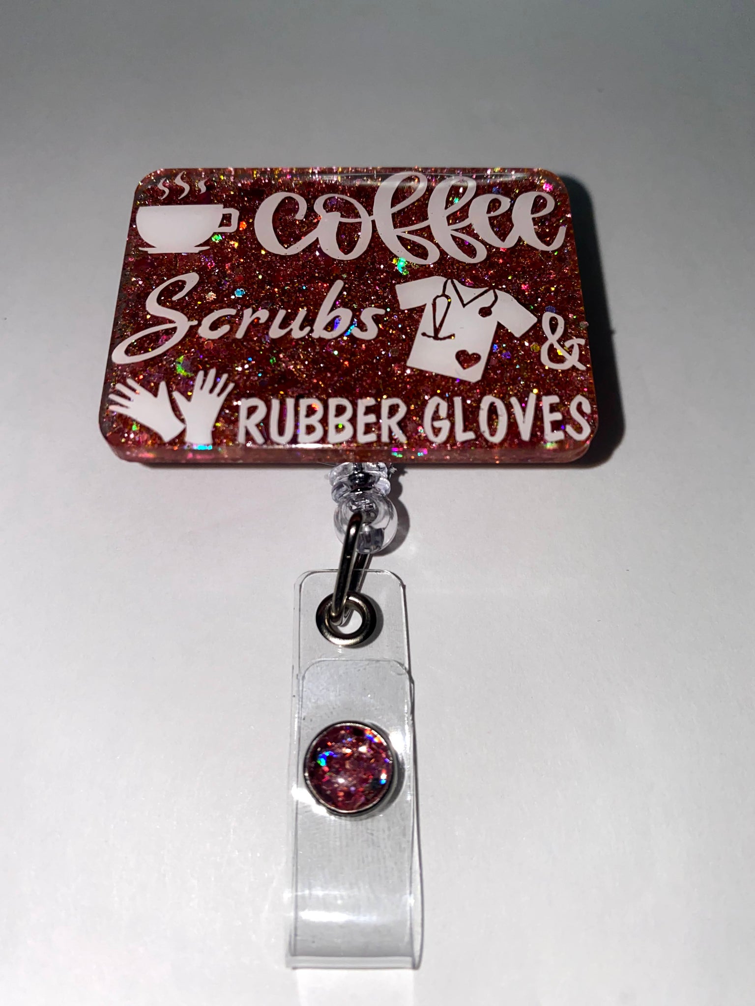 Coffee Scrubs and Rubber Gloves Badge Reel - Enchantments by Lupita