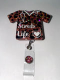 Leopard Print Scrub Top Badge Reel