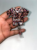 Leopard Print Scrub Top Badge Reel